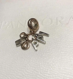 Genuine Pandora Rose Gold ALE MET & S925 Happy Dangle Charm USED - Picture 1 of 4