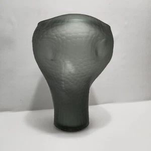 Hervit Creation Large Glass Vase Handmade Very Rare Collectable Art 12" Black - Picture 1 of 17