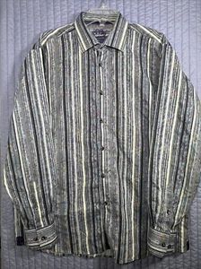 Camisa Luchiano Visconti Para Hombre XL Con Botones Manga Larga Multi Rayas - Imagen 1 de 19