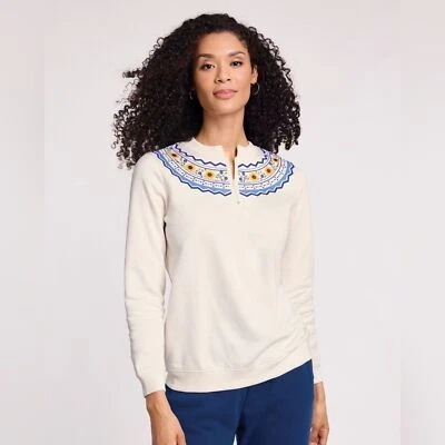 Sudadera BLAIR Better Than Basics Flor Bordada Look Cuarto Cremallera Talla M Foto 1 de 4