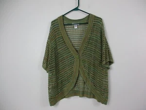 CJ Banks Sweater Womens 3X Plus Green Brown Top Cardigan Casual Ladies - Picture 1 of 14