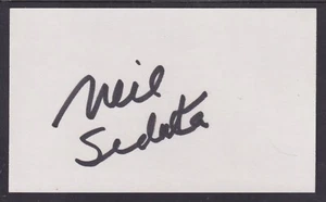 Neil Sedaka, American pop/rock singer, pianist, song writer, signed 3x5 card - Picture 1 of 1