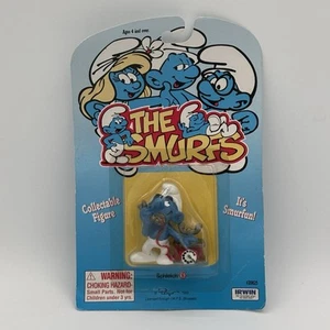 The Smurfs Smurf with Rotary Telephone PVC Figure Vintage Toy Schleich Peyo Vtg - Picture 1 of 3