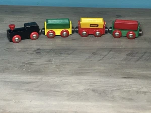 Brio Tipping Truck Train Wagons Wooden Railway Vintage 33310 Set of 4 Railroad - Picture 1 of 9