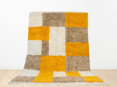 Handmade Moroccan Beni Ourain Rug 6x9 ft – Modern Geometric Wool Carpet - Image 1 of 4