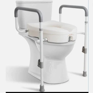Asiento de inodoro elevado con asas para ancianos - Elevadores de asiento de inodoro para personas mayores - Imagen 1 de 4