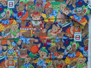 BTFQ 18" X 22" Cranston Screen Print Cotton Fabric TEDDY BEARS All Dressed Up! - Picture 1 of 3