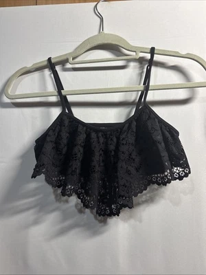 Victoria's Secret Small Body by Victoria Black Sexy Lace V Flounce Bralette - Image 1 of 4