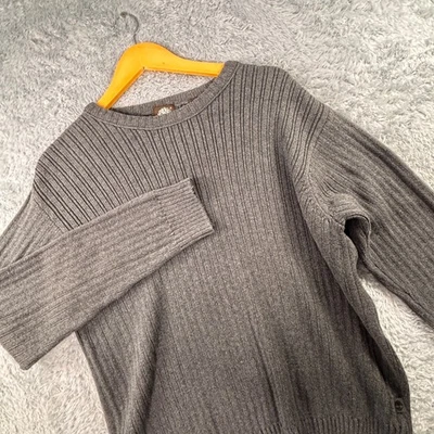 Suéter pulôver Timberland masculino G/G cinza 100% algodão malha com nervuras gola redonda quente - Imagem 1 de 4