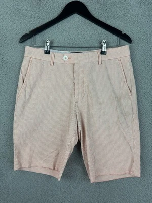 Saks Fifth Avenue 短裤男式 32 红色白色条纹棉质斜纹布休闲弹力 — 第 1/4 张图片