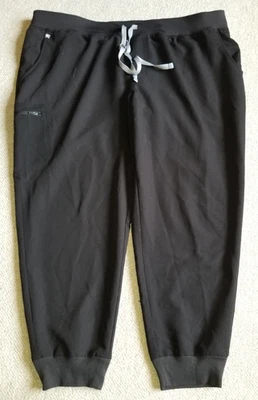 Womens Scrubs Pants-FIGS-black rayon stretch "Zamora Jogger' cargo pull-on-4XL - Image 1 of 4