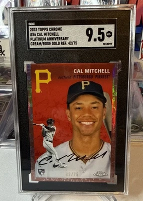 2023 Topps Chrome Platinum Anniversary CAL MITCHELL 56 ROSE GOLD /75 RC SGC 9.5 - Image 1 of 2