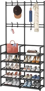 5-Tier Entryway Coat Rack, Coat and Shoe Rack, Entryway Bench Storage Organizer - Bild 1 von 8