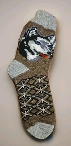 Handgestrickte Wolle Herren Socken, Gr. L, Husky Muster, Wolle 100%.Warm - Bild 1 von 6