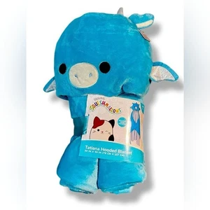 Squishmallows Tatiana The Dragon Hooded Throw Blanket Blue 30”x 50” Kidcore NWT - Picture 1 of 3