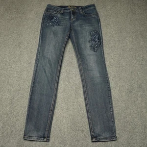 Love Indigo Women's Size 4 Blue Denim Jeans Embroidered Floral Zip Fly Pockets - Picture 1 of 10