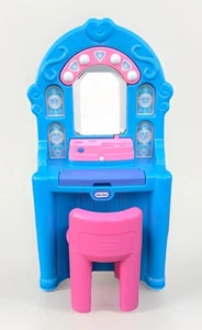 Little Tikes Tender Hearts Schönheitssalon Waschtisch blau lila pink, Stuhl FUNKTIONIERT! - Bild 1 von 18