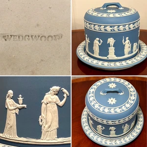 Plato para servir de colección WEDGWOOD jaspe azul claro grande 2 piezas cúpula de pastel de queso - Imagen 1 de 17