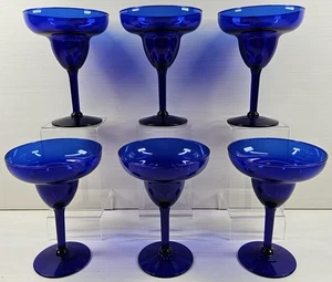 (6) Pier 1 Kobalt Margarita Gläser Set Elegant Trinkbar Stielglas P1C13 Lot - Bild 1 von 24