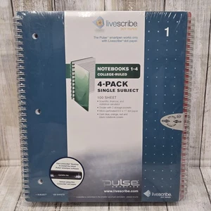Livescribe 4 Pack Notepads Dot Paper 8.5 x 11 College Ruled 100 Sheets Each New - Picture 1 of 8