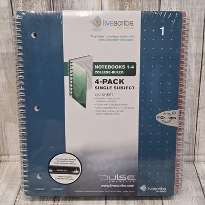 Livescribe 4 Pack Notepads Dot Paper 8.5 x 11 College Ruled 100 Sheets Each New - Image 1 of 4
