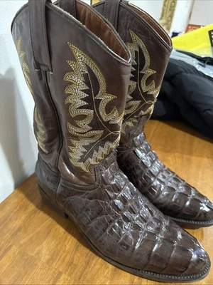 Botas de cocodrilo occidental de cuero marrón El Presidente Roper para hombre talla 12 anchas Foto 1 de 4