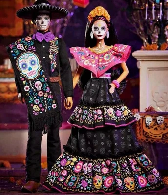 NEW Mattel 2021 Barbie & Ken Doll Set Dia De Los Muertos Dolls Day Of The Dead - Image 1 of 4