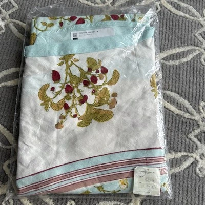 Couleur Nature Strawberry Blue Tablecloth 90 Inch Round New With Tags - Image 1 of 4
