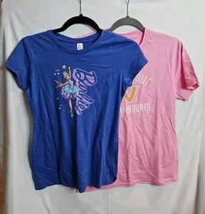 Lot of 2 Girls Youth Size Large Graphic Print T-Shirts - Picture 1 of 5