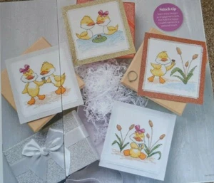 Cross Stitch Chart - Baby Ducklings With Jewelled Rings Anniversary Cards - Picture 1 of 1
