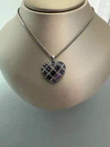 Amethyst heart Sterling Silver pendant 18" necklace - Picture 1 of 4