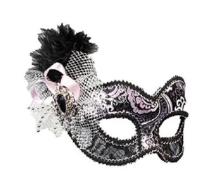 Venetian Showgirl Mask Black/Silver - Costume Accessory - Adult - Picture 1 of 1