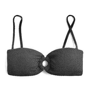 NWT J. Crew Heritage Textured O-Ring Bandeau Bikini Top BP264 Black Size XXL 2XL - Picture 1 of 14