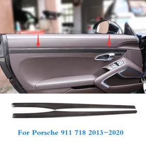 Real Carbon Fiber Interior Door Panel Trim For Porsche 911 718 Boxster Cayman - Picture 1 of 9