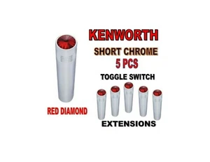 Extensiones de interruptor de palanca cromadas cortas Kenworth - Juego de 5 rojos - Imagen 1 de 4