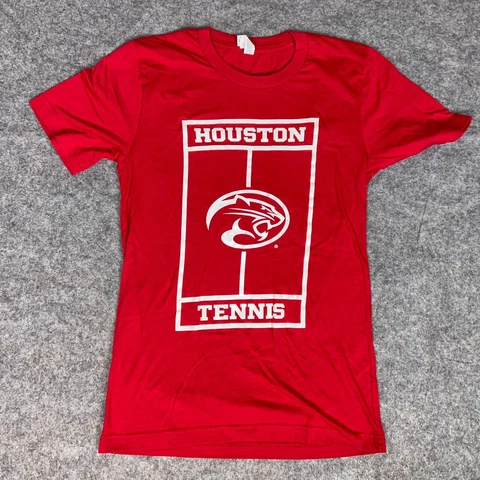 Houston Cougars Mens Shirt Extra Small Red White Short Sleeve Tee NCAA Tennis Cover