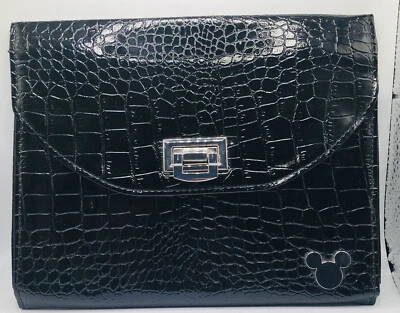 Disney Parks Black Mickey Alligator Embossed Tablet Ipad or Small Document Case - Image 1 of 4