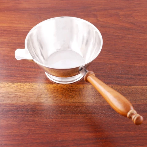 WHITING GEORGIAN STYLE STERLING SILVER HANDLED SAUCE BOAT /PIPKIN WOODEN HANDLE Cover