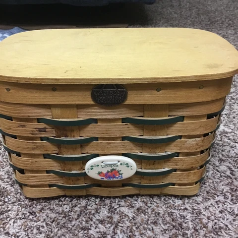 Vintage Peterboro Woven Recipe Basket With Hinged Lid “Rare” Cover
