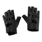 Damen Herren PU Leder Punk Rock Style Half Finger Hohlloch Handschuhe