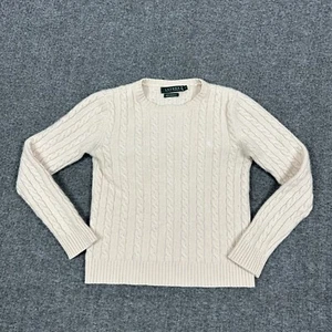 Lauren Ralph Lauren Beige 100% Cashmere Cable Knit Sweater Girls Size Small - Picture 1 of 9