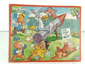 Vintage Warner Bros Bugs Bunny on Firework Tray Puzzle 14" x 11" Pigs Jaymar - Picture 1 of 6