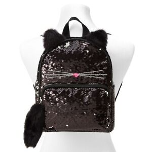 Claire's Sequin cat mini backpack NWT
