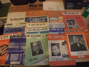 20+ JOB LOT OLD VINTAGE SONG PIANO SHEET MUSIC 1940s 1950s 1960s collection j - Picture 1 of 1