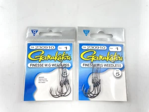 Gamakatsu SIZE 1 Finesse Wide Gap Hooks, WeedlessOLT OF 2 - Picture 1 of 2