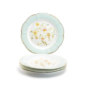 Grace Teaware 8" Yellow Corn Flowers Porcelain Gold Trim Dessert Plates Set of 4 - Picture 1 of 2