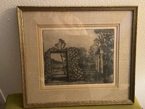 Gillian Pederson-Krag signiert & nummeriert 1963 "Landschaft mit alter Tür" 17/100 - Bild 1 von 10