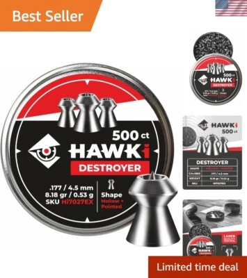 Hawki .177 Caliber Airgun Pellets - 500 Lightweight Lead Bullets for Hunting - Image 1 of 4