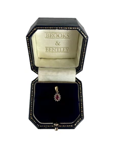 Ruby and Diamond Pendant 9ct Gold Cluster Diamond Ruby Vintage Pendant - Picture 1 of 17