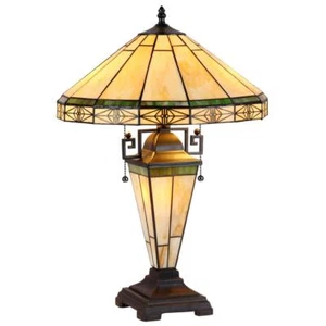 Belle Tiffany-Stil 3 Lichter Mission doppelt beleuchtete Tischlampe 16" Schirm - Bild 1 von 1